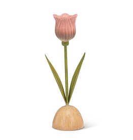 Abbott Collection Pink Tulip Taper Candle Holder – Floral Table Décor | Pretty Pink Bloom