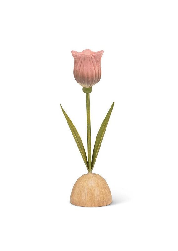 Abbott Collection Pink Tulip Taper Candle Holder – Floral Table Décor | Pretty Pink Bloom