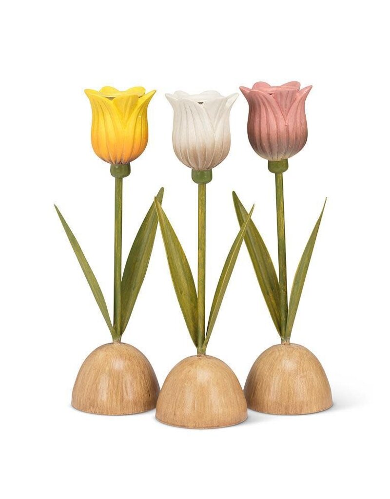 Abbott Collection Pink Tulip Taper Candle Holder – Floral Table Décor | Pretty Pink Bloom