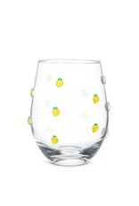 Abbott Collection Lemon Stemless Wine Glass – Citrus Accent Glassware, Cheerful Drinkware