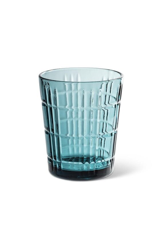 Abbott Collection Blue Panel Facet Glass Tumbler – 11oz Vintage-Style Drinkware