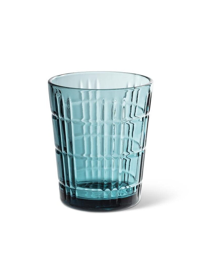 Abbott Collection Blue Panel Facet Glass Tumbler – 11oz Vintage-Style Drinkware