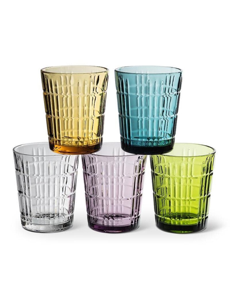 Abbott Collection Blue Panel Facet Glass Tumbler – 11oz Vintage-Style Drinkware