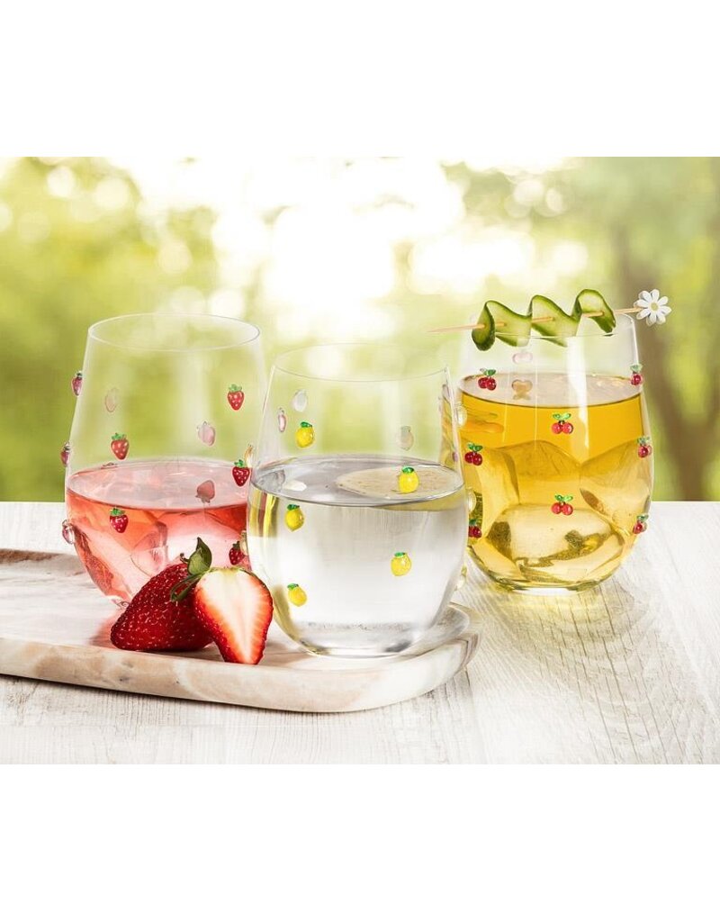 Abbott Collection Strawberry Stemless Wine Glass – Whimsical Summer Drinkware