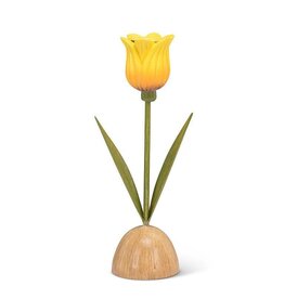 Abbott Collection Yellow Tulip Taper Candle Holder – Bright Floral Table Décor