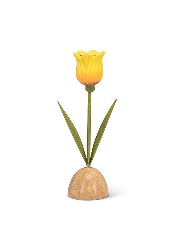 Abbott Collection Yellow Tulip Taper Candle Holder – Bright Floral Table Décor