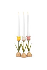 Abbott Collection Yellow Tulip Taper Candle Holder – Bright Floral Table Décor