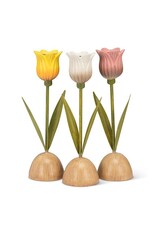 Abbott Collection Yellow Tulip Taper Candle Holder – Bright Floral Table Décor