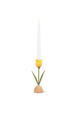 Abbott Collection Yellow Tulip Taper Candle Holder – Bright Floral Table Décor