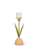 Abbott Collection White Tulip Taper Candle Holder – Elegant Floral Table Décor | Garden Party Style