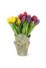 Abbott Collection Small Furled Leaf Vase – Green Cement Bud Vase | Organic Modern Decor