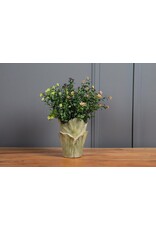 Abbott Collection Small Furled Leaf Vase – Green Cement Bud Vase | Organic Modern Decor