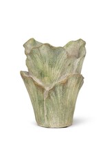 Abbott Collection Small Furled Leaf Vase – Green Cement Bud Vase | Organic Modern Decor