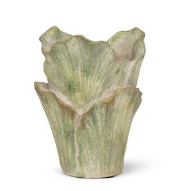 Abbott Collection Small Furled Leaf Vase – Green Cement Bud Vase | Organic Modern Decor