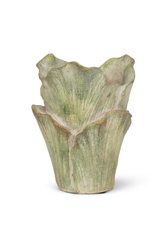 Abbott Collection Small Furled Leaf Vase – Green Cement Bud Vase | Organic Modern Decor