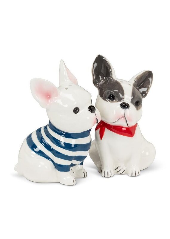 Abbott Collection French Bulldog Salt & Pepper Set – Ceramic Dog Shakers | Fun Table Decor