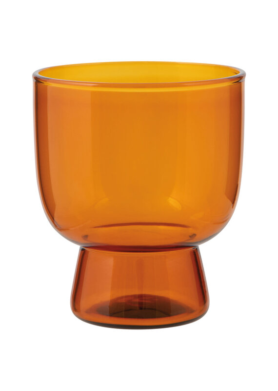 Danica Amber Pedestal Glass – 7oz Borosilicate Tumbler | Sculptural Drinkware