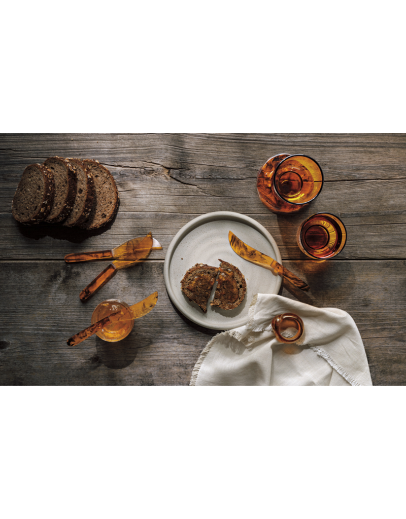 Danica Amber Pedestal Glass – 7oz Borosilicate Tumbler | Sculptural Drinkware