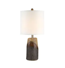 Renwil Vinca Table Lamp – Realistic Wood-Look Resin Lamp | Tall Drum Shade Lighting