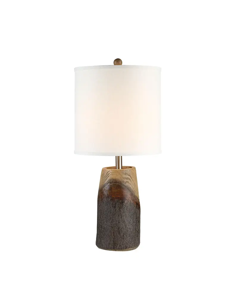 Renwil Vinca Table Lamp – Realistic Wood-Look Resin Lamp | Tall Drum Shade Lighting