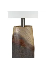 Renwil Vinca Table Lamp – Realistic Wood-Look Resin Lamp | Tall Drum Shade Lighting