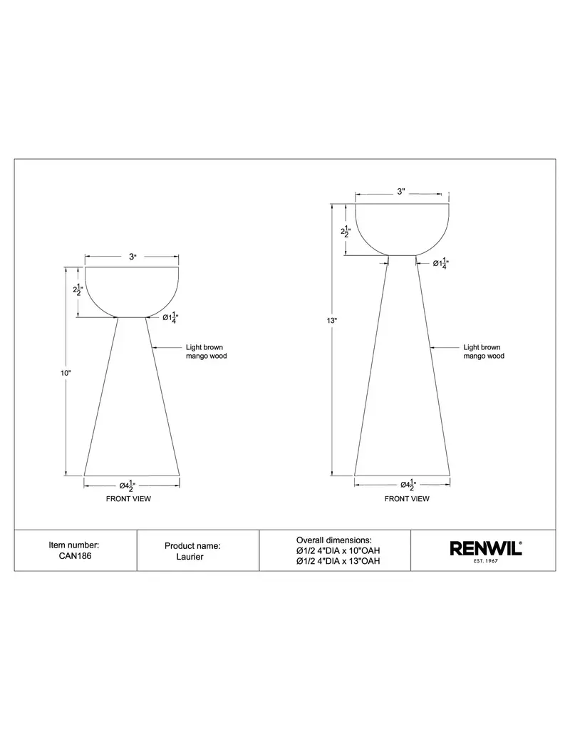 Renwil Laurier Set of 2 Mango Wood Taper Candle Holders – Mid-Century Modern Sculptural Decor