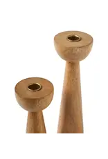 Renwil Laurier Set of 2 Mango Wood Taper Candle Holders – Mid-Century Modern Sculptural Decor