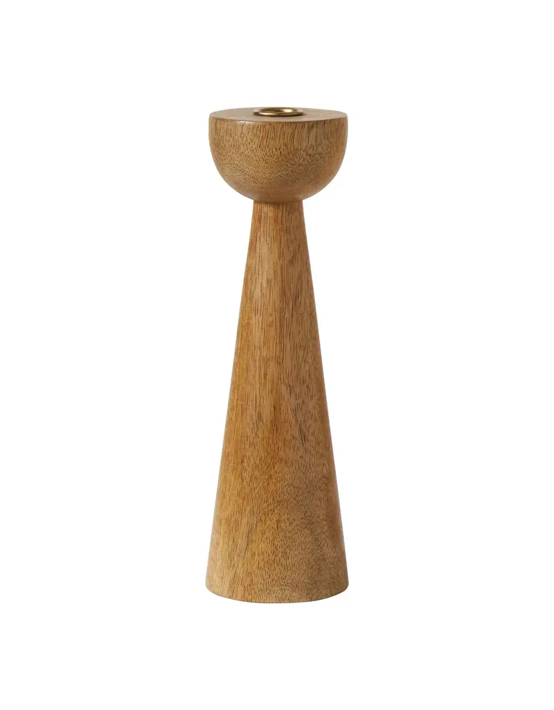 Renwil Laurier Set of 2 Mango Wood Taper Candle Holders – Mid-Century Modern Sculptural Decor