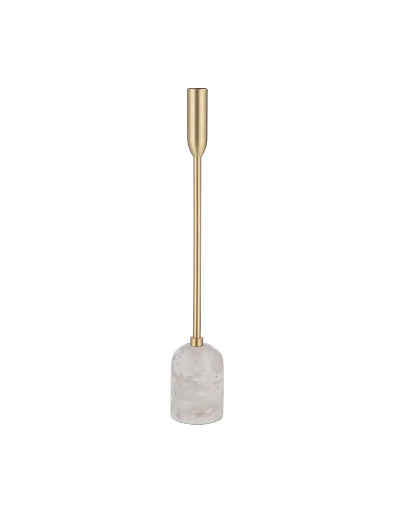 Renwil Marchesa Set of 3 Candle Holders – Satin Brass & Marble | Modern Romantic Decor