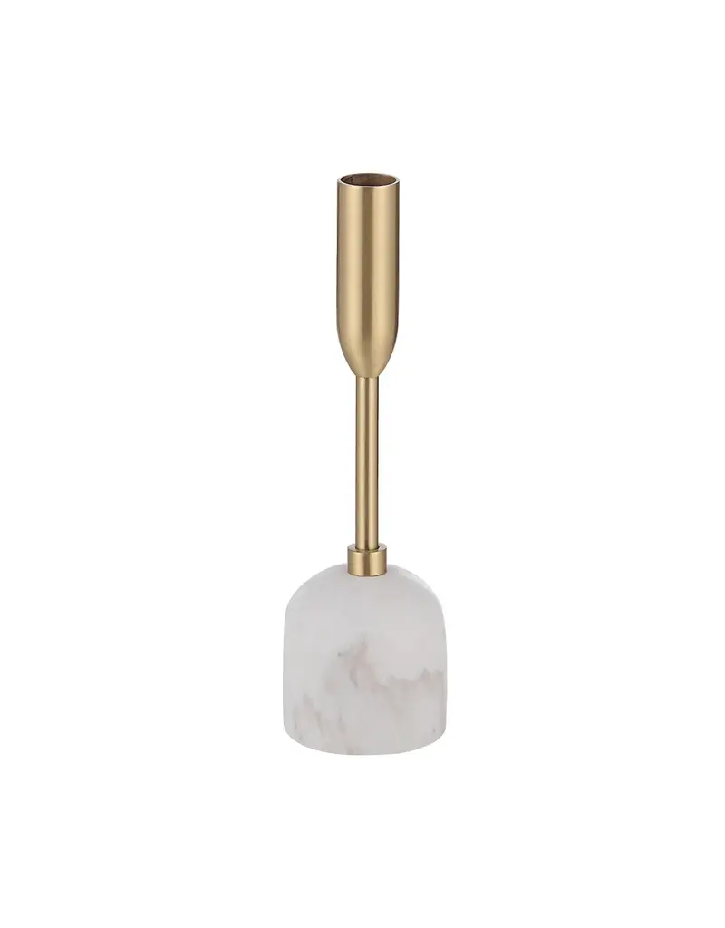 Renwil Marchesa Set of 3 Candle Holders – Satin Brass & Marble | Modern Romantic Decor