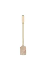 Renwil Vesta Set of 3 Taper Candle Holders – Satin Brass & Travertine | Elegant Romantic Decor