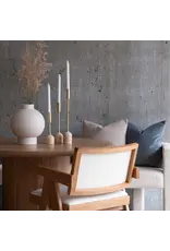 Renwil Vesta Set of 3 Taper Candle Holders – Satin Brass & Travertine | Elegant Romantic Decor