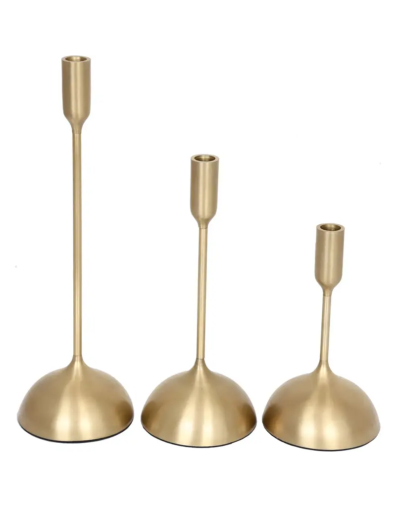 Renwil Ferris Set of 3 Taper Candle Holders – Gold Aluminum Candle Stands | Modern Centerpiece