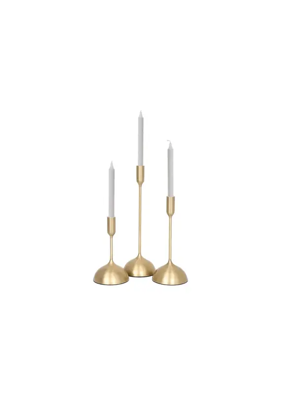 Renwil Ferris Set of 3 Taper Candle Holders – Gold Aluminum Candle Stands | Modern Centerpiece