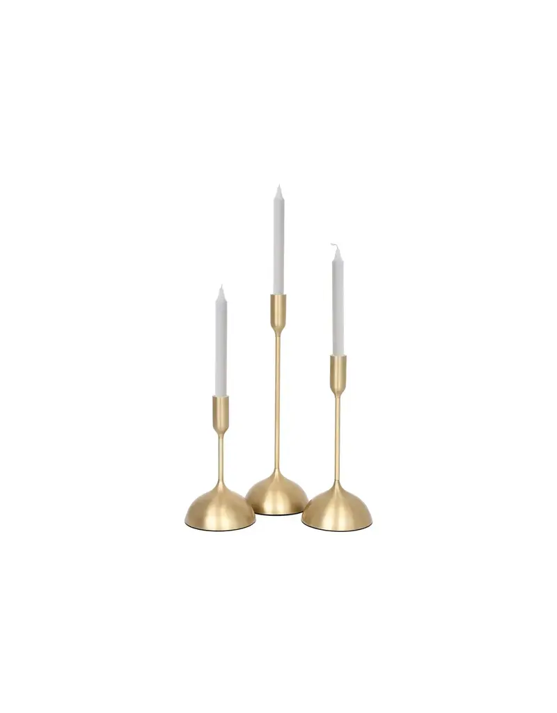 Renwil Ferris Set of 3 Taper Candle Holders – Gold Aluminum Candle Stands | Modern Centerpiece