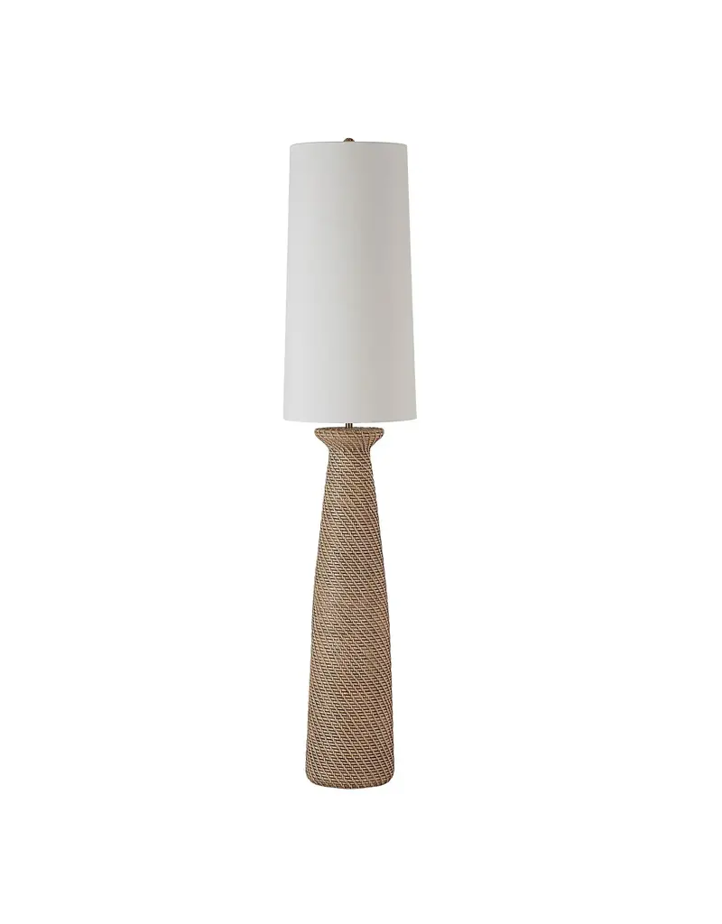 Renwil Nathalie Floor Lamp – Faux Rattan White-Washed Finish | Beachy Modern Lighting
