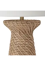 Renwil Nathalie Floor Lamp – Faux Rattan White-Washed Finish | Beachy Modern Lighting