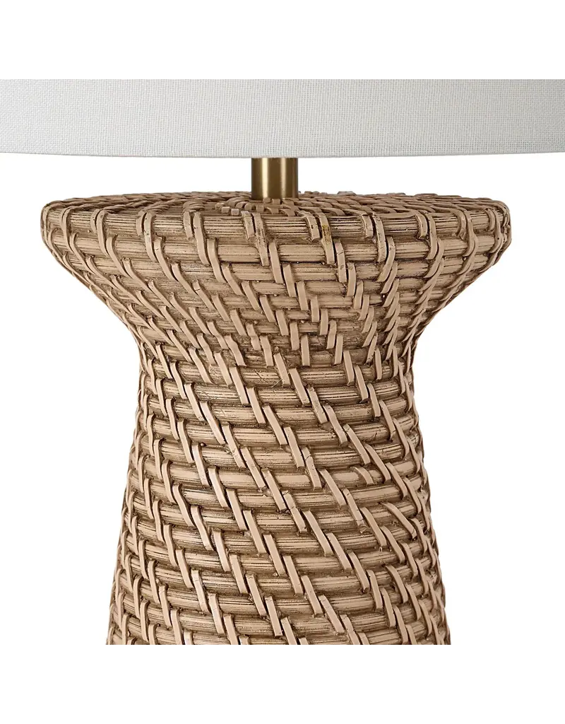 Renwil Nathalie Floor Lamp – Faux Rattan White-Washed Finish | Beachy Modern Lighting
