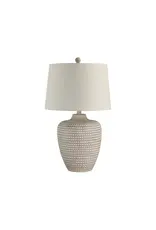 Renwil Albacete Table Lamp – Hammered Resin Earthenware Look | Oatmeal Linen Shade