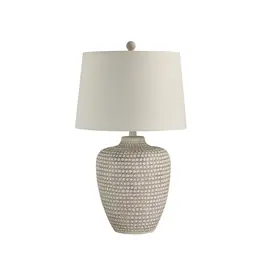 Renwil Albacete Table Lamp – Hammered Resin Earthenware Look | Oatmeal Linen Shade