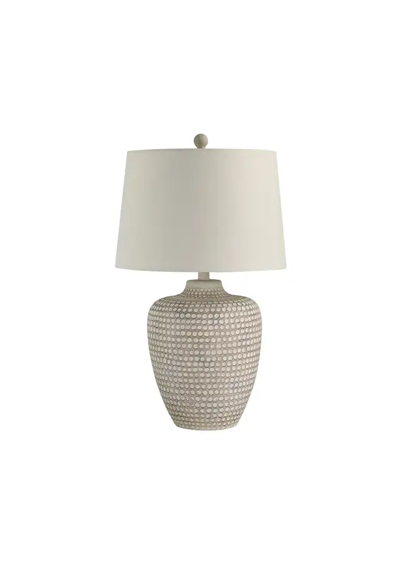 Renwil Albacete Table Lamp – Hammered Resin Earthenware Look | Oatmeal Linen Shade