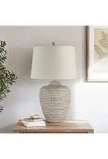 Renwil Albacete Table Lamp – Hammered Resin Earthenware Look | Oatmeal Linen Shade