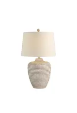 Renwil Albacete Table Lamp – Hammered Resin Earthenware Look | Oatmeal Linen Shade