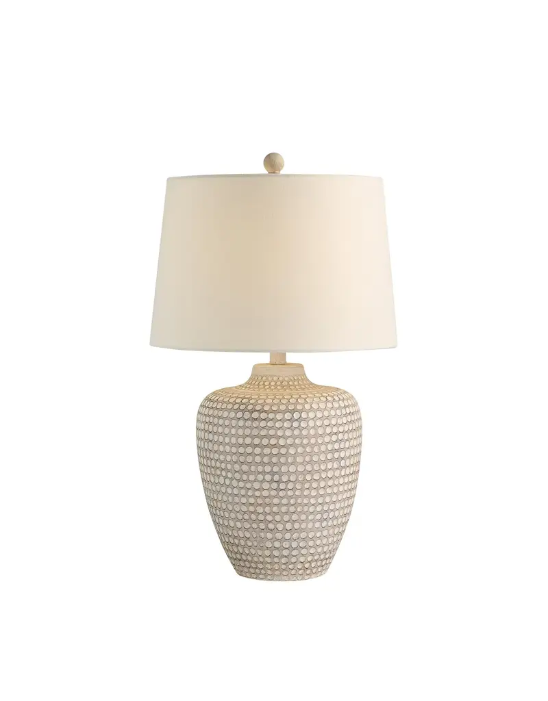 Renwil Albacete Table Lamp – Hammered Resin Earthenware Look | Oatmeal Linen Shade