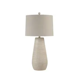 Renwil Lanikai Table Lamp by Renwil – Hammered Beige Resin | Oatmeal Linen Drum Shade