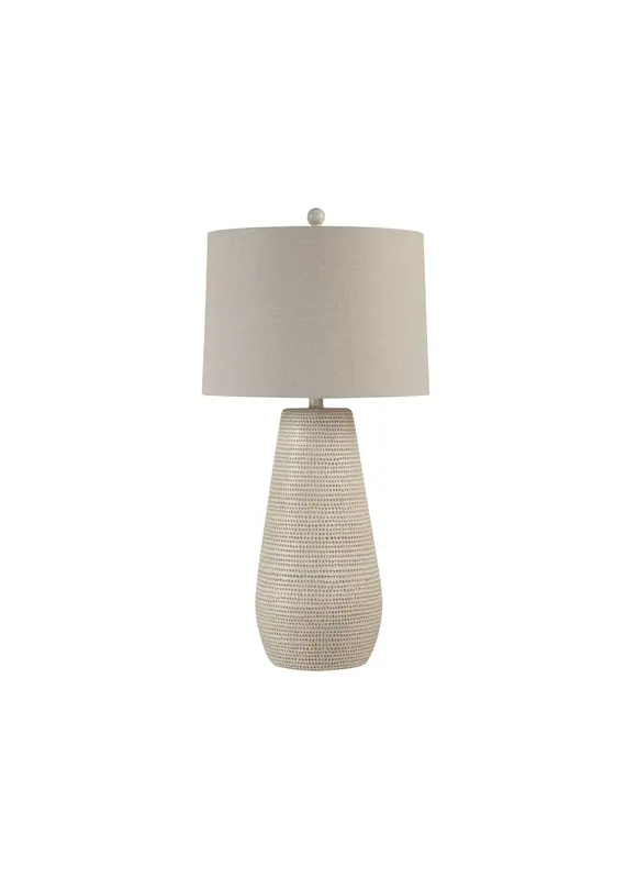 Renwil Lanikai Table Lamp by Renwil – Hammered Beige Resin | Oatmeal Linen Drum Shade