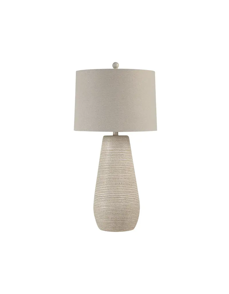 Renwil Lanikai Table Lamp by Renwil – Hammered Beige Resin | Oatmeal Linen Drum Shade