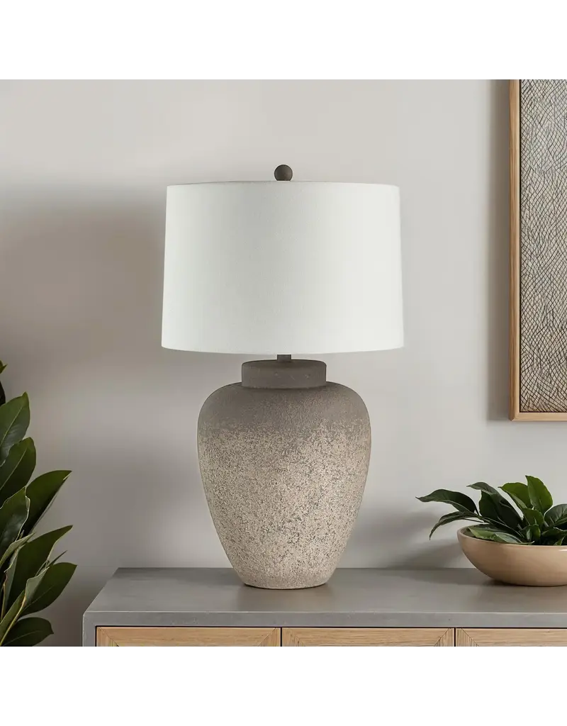 Renwil Lattuga Table Lamp by Renwil – Textured Beige Resin | Ivory Linen Drum Shade