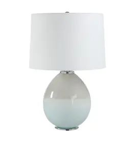 Renwil Calais Table Lamp by Renwil – Pale Blue Glass | White Linen Shade, Transitional Lighting