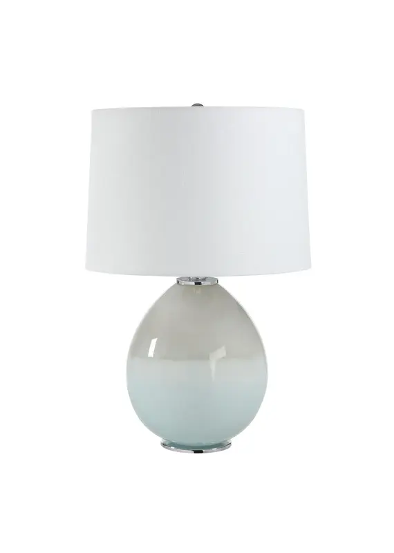 Renwil Calais Table Lamp by Renwil – Pale Blue Glass | White Linen Shade, Transitional Lighting